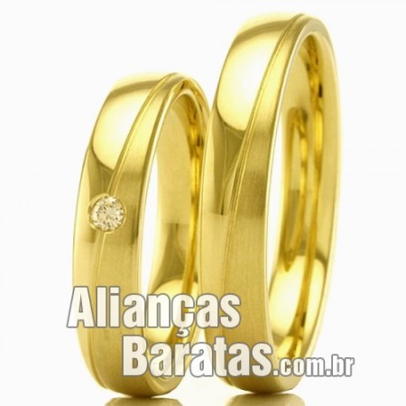Alianças baratas em ouro para casamento e noivado