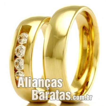 Alianças baratas em ouro casamento e noivado