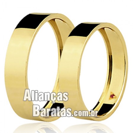 Alianças baratas 4mm em ouro com rubi